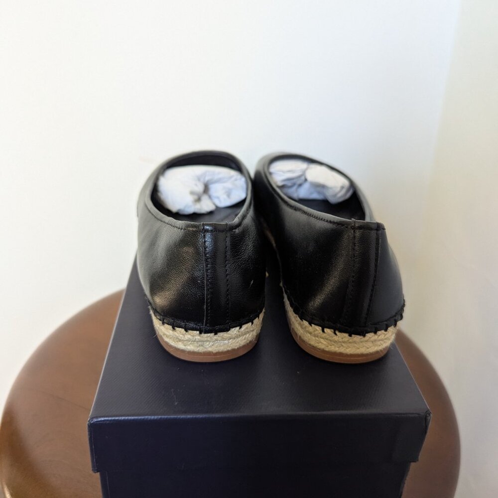 Brooks Brothers Black Leather Golden Fleece Espadrille Ballet Flats Women's 7.5 - Picture 4 of 6